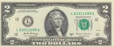 USA 2 Dollar Jefferson - 2017A - L San Francisco - L-A Series
