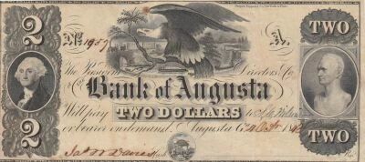 USA 2 Dollars - Bank of Augusta - 18xx - unissued