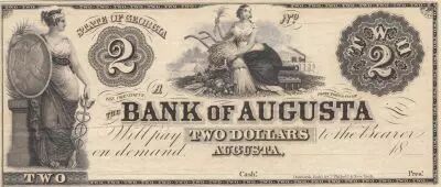 USA 2 Dollars - Bank of Augusta - Georgia - Remainder - 1830-1850