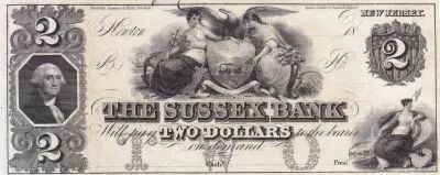 USA 2 Dollars - Bank of Sussex - New Jersey - 18xx - Not issued