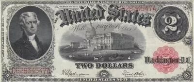 USA 2 Dollars - Jefferson - 1917 - Serial DA