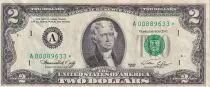 USA 2 Dollars - Jefferson - 1976 - Remplacement serial (star) - A (Boston) - A00889633*