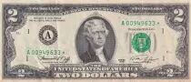 USA 2 Dollars - Jefferson - 1976 - Remplacement serial (star) - A (Boston) - A00949633*