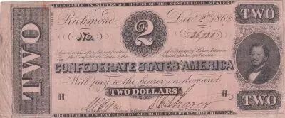 USA 2 Dollars J.P. Benjamin - Confederate States - 1862