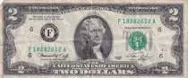 USA 2 Dollars Washington - Thomas Jefferson - 1976 F Green Seal