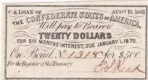 USA 20 Dollars - Confédérate States - CS loan - 1870