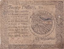 USA 20 Dollars Continental Colonial Currency - Philadelphia - 26-09-1778