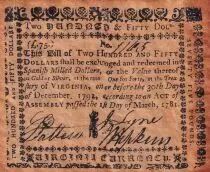 USA 250 Dollars - Counterfeit - Virginia - 1781
