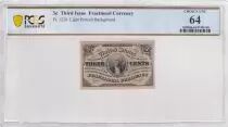USA 3 Cents - Fractional Currency March 1863 - PCGS UNC 64