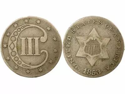 USA 3 Silver Cents, 1st Type - 1853 Philadelphia