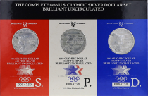 USA 3 x 1 Dollar - Discus thrower - XXIII Olympiad Los Angeles 1984 - 1983 - Silver