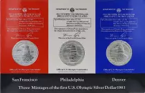 USA 3 x 1 Dollar - Discus thrower - XXIII Olympiad Los Angeles 1984 - 1983 - Silver