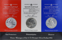 USA 3 x 1 Dollar - Liberty, aigle - Jo de Los Angeles 1984 - Argent