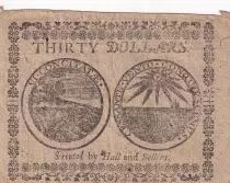 USA 30 Dollars Continental Colonial Currency - Baltimore - 26-09-1778