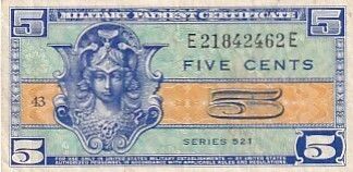 USA 5 Cents - Military Payment Certificate - S�rie 521