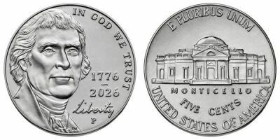 USA 5 Cents - Thomas Jefferson - Monticello - 2026 - P Philadelphie