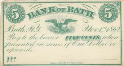 USA 5 Cents Bank of Bath - 1862 - SPL