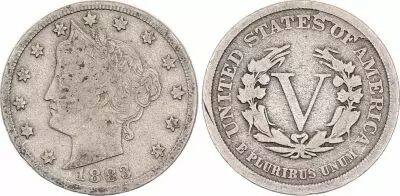 USA 5 Cents Liberty - 1883 - Without \ Cents\ 
