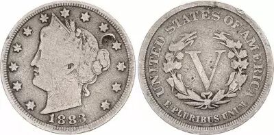 USA 5 Cents Liberty - 1883 - Without \ Cents\ 
