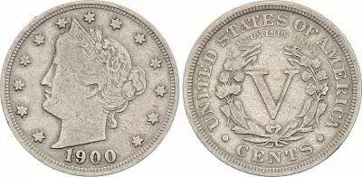 USA 5 Cents Liberty - 1900 - With \ Cents\ 