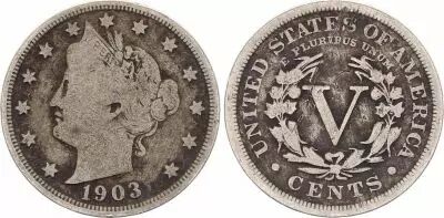 USA 5 Cents Liberty - 1903 - With \ Cents\ 