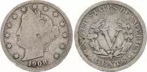 USA 5 Cents Liberty - 1908 - With \ Cents\ 