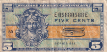 USA 5 Cents Military Cerificate - 1954 - Serial 521 -  Number 60