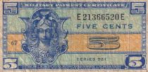 USA 5 Cents Military Cerificate - 1954 - Serial 521 -  VG to F - M.29