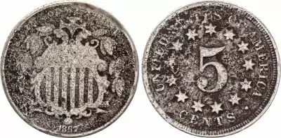 USA 5 Cents Shield - 1867 - Without Spoke