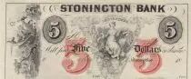 USA 5 Dollars -  Stonington Bank - Connecticut - Remainder - 1850-1860