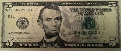USA 5 Dollars - K11 Dallas - Lincoln M�morial - 2021 - Serial K11 Dallas