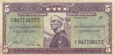 USA 5 dollars - Military Certificate - 1948 - Series 681-47