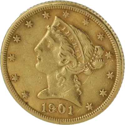 USA 5 Dollars Liberty - Eagle Coronet Head - 1901 Gold