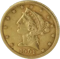 USA 5 Dollars Liberty - Eagle Coronet Head - 1901 Or