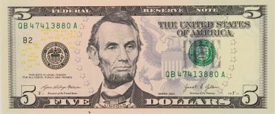 USA 5 Dollars Lincoln - Lincoln Mmorial - 2021 - B2 New York