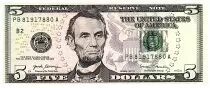 USA 5 Dollars Lincoln - Lincoln Mémorial 2017A -  B2 New-York