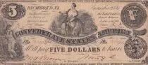 USA 5 Dollars The Confederate States of America - 1861 - Serial 121144