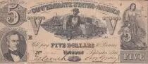USA 5 Dollars The Confederate States of America - 1861 - Serial 15048
