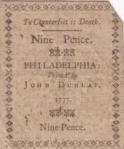 USA 9 Pence - Pennsylvania - Colonial - 10-04-1777