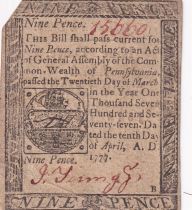 USA 9 Pence - Pennsylvanie - Colonial - 10-04-1777