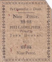 USA 9 Pence - Pennsylvanie - Colonial - 10-04-1777