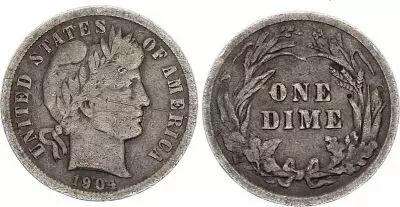 USA Dime Barber - 1904 - Silver