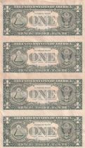 USA Planche non découpée de 4 billets de 1 Dollar - George Washington - 1985 - San Francisco (L)