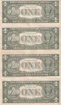 USA Planche non d&eacute;coup&eacute;e de 4 billets de 1 Dollar - George Washington - 1985 - San Francisco (L)