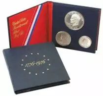 USA Proof set 3 coins 1976 - with  damaged cardboard