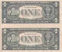 USA Sheet of 2 banknotes of 1 Dollar - George Washington - 1988 - Letter A