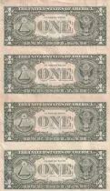 USA Sheet of 4 banknotes of 1 Dollar - George Washington - 1985 - San Francisco (L)