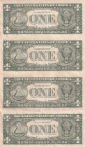 USA Sheet of 4 banknotes of 1 Dollar - George Washington - 1985 - San Francisco (L)