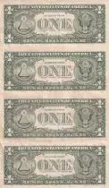 USA Sheet of 4 banknotes of 1 Dollar - George Washington - 1985 - San Francisco (L)