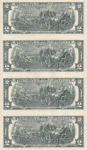 USA Sheet of 4 banknotes of 2 Dollars  - Thomas Jefferson - 2009 - Lettrer K